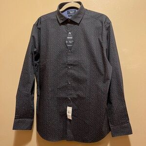 NWT Men's Orig Penguin Comfort Stretch shirt 16.5, 34/35 grey black w/red design